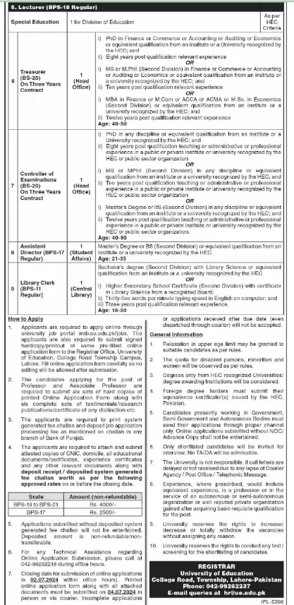 University Of Education Lahore Jobs 2024