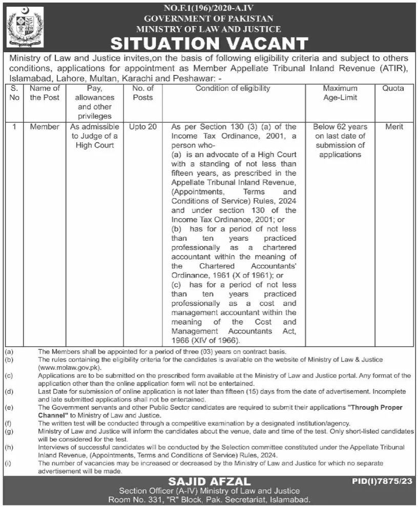 Ministry Of  Law and Justice Jobs 2024