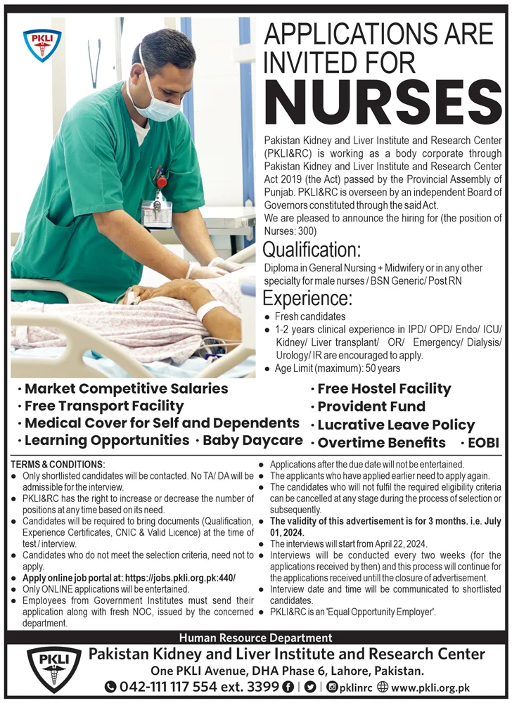 300 PKLI Nurses Jobs 2024 - Apply Online